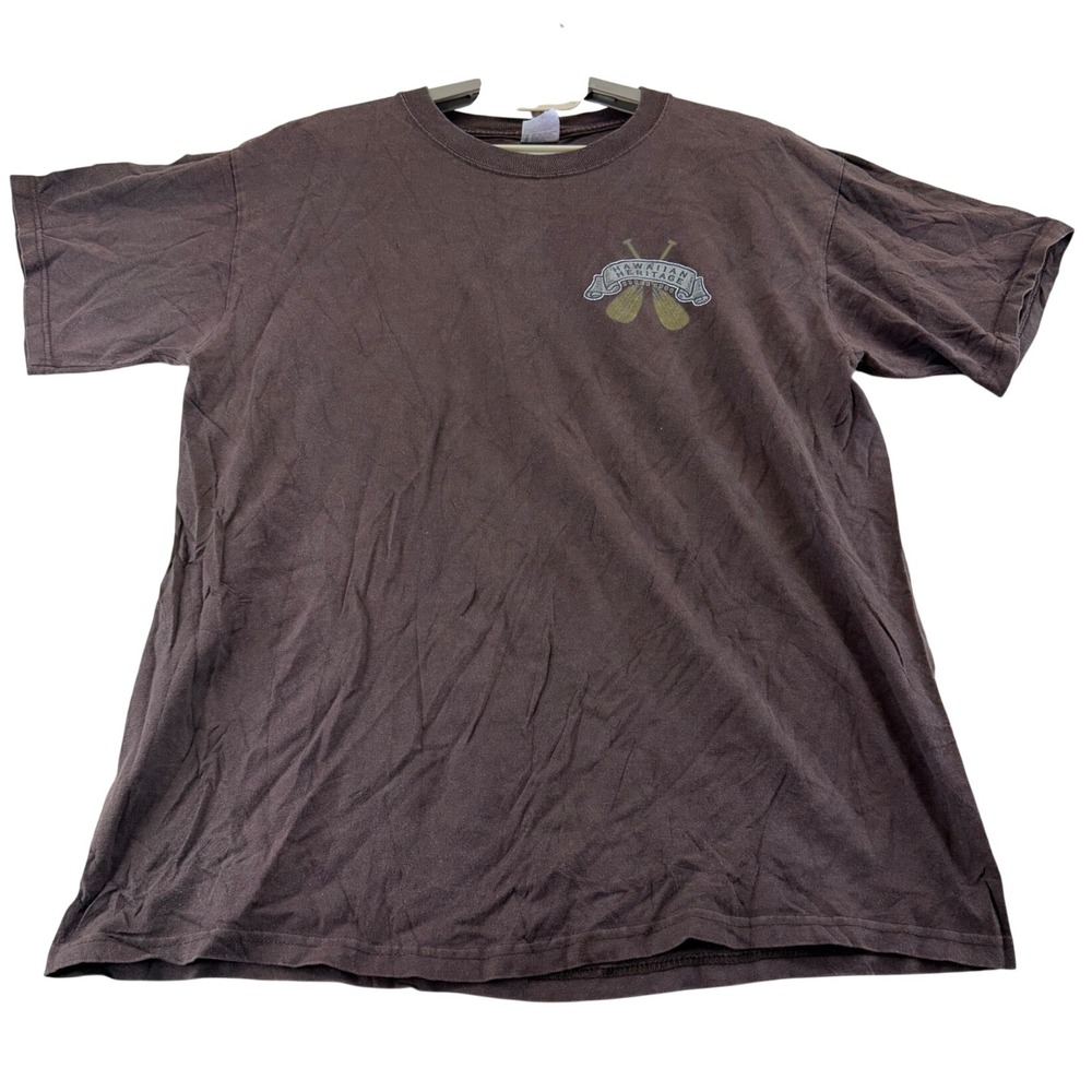 Anvil T-Shirt Mens L Brown Hawaiian Heritage Graphic Tee Short Sleeve Cotton